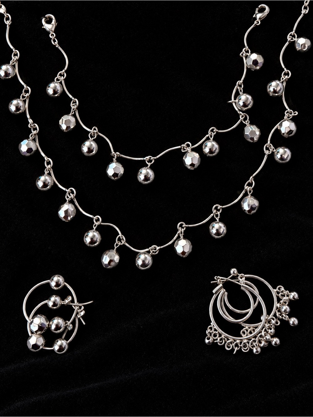 The Style Silver Necklace Bracelet and Earring Set